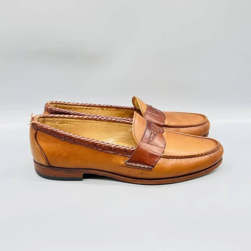 Allen Edmonds Shoes Mens 12 Brown Leather Newcastle Penny Loafers Dress Slip On